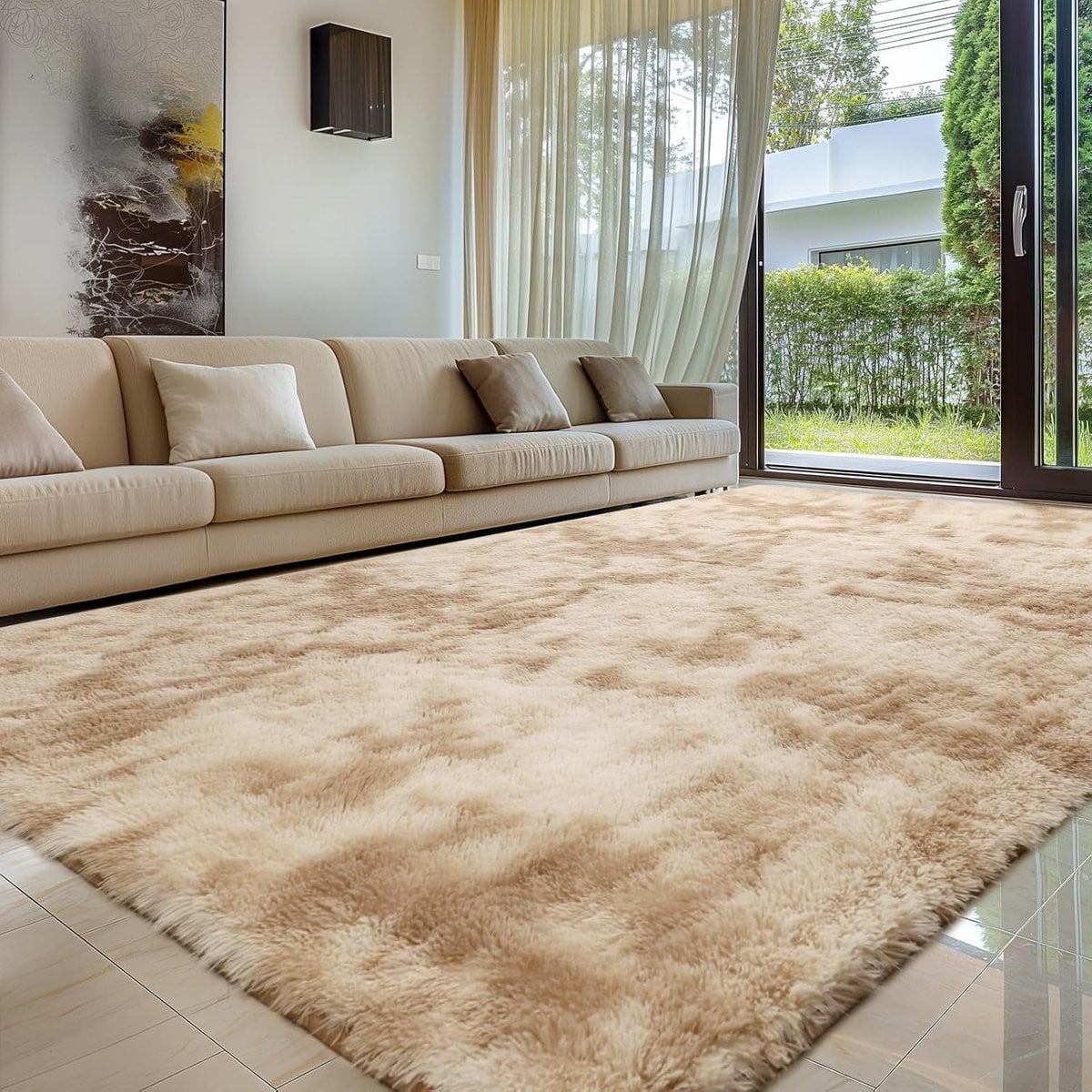 Lemon Hoogpolig tapijt Kaki 160 x 230 cm