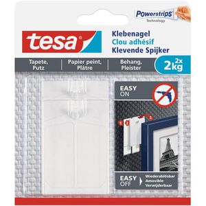 Tesa Klebenagel 77776 Powerstrips, 2kg, Tapete und Putz, 2 Stück