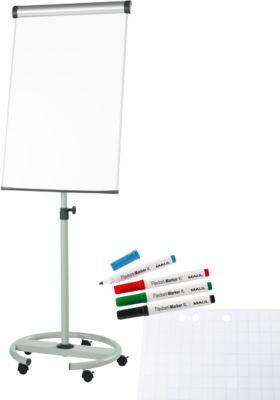Sparset Maul Flipchart Solid, fahrbar, höhenverstellbar + gratis 1 Block und 4 Stifte