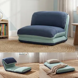 Schlafsessel MCW-E68, Schlafsofa Funktionssessel Klappsessel Relaxsessel, Stoff/Textil ~ hellblau/dunkelblau