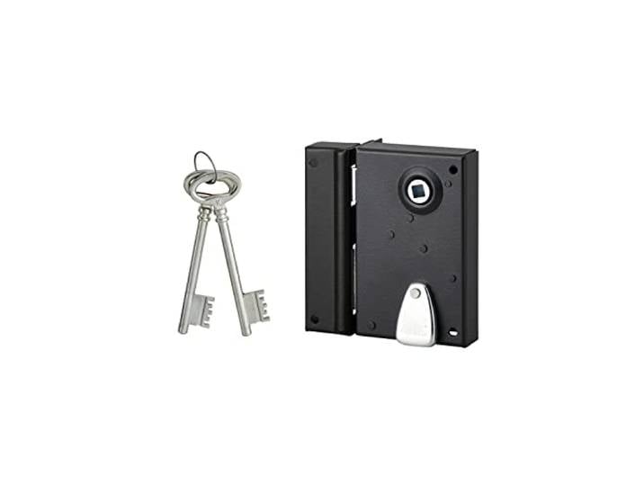 THIRARD Serrure Verticale en Applique 4 Gorges\, Gauche\, Axe 40 mm\, Noir Pour Poignée pour Entrée\, 70x110 mm\, 2 Clés\, Carré 7 mm\, Entraxe 70 mm\, 1 Point de Fermeture\, À Fouillot\, Acier