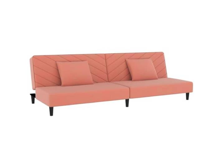 Coespram Schlafsofa 2-Sitzer Klappsofa mit 2 Kissen Rosa Samt 200cm Verstellbare Rückenlehne und weiche Polsterung für Gästezimmer und Büro, ideal als Gästebett und kompakte Schlafcouch.