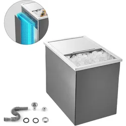 VEVOR Einbau-Eisbox (455 x 305 x 400 mm) Edelstahl-Einbaukühler, 27,1 L gewerbliche Drop in Ice Chests mit Schiebedeckel für den Außenbereich, inklusive Abflussrohr-Set, für kalten Wein Bier