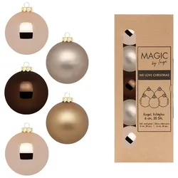 20 Weihnachtskugeln 6cm Glas Christbaumkugeln Weihnachtsbaumkugeln Set braun Mix