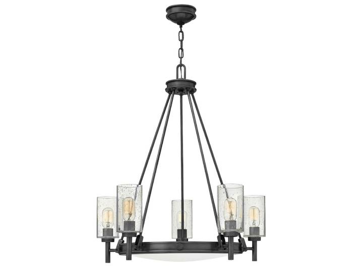 Lustre 5 Lumières Acier, Verre