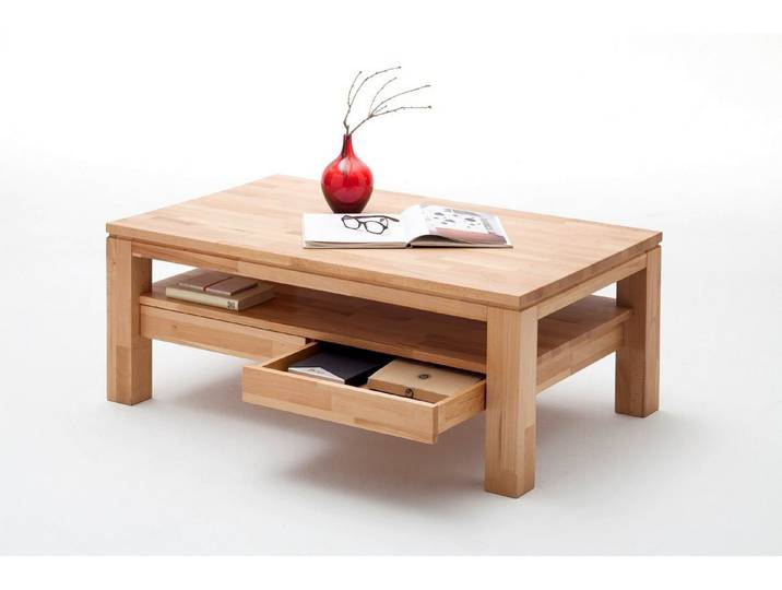 MCA furniture Couchtisch Gordons, Kernbuche-massiv Schublade rechteckig geölt 115 cm