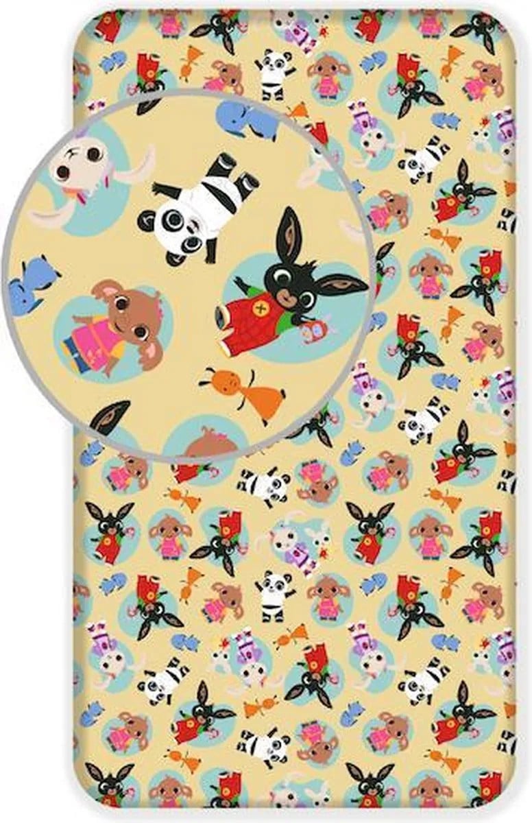 Bing Bunny Friends Hoeslaken voor kinderen - Eenpersoons - Geel - 90 x 200 cm