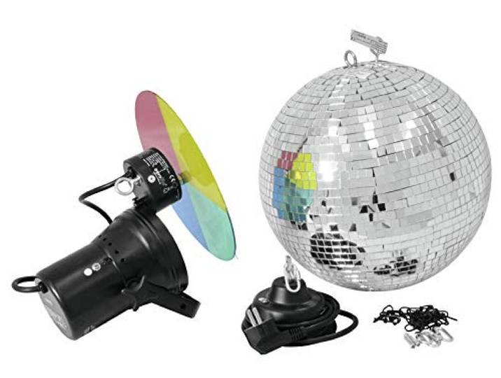 Eurolite Spiegelkogelset 30 cm met pinspot Set bestaande uit motor, spiegelbol, kettingen, pinspot