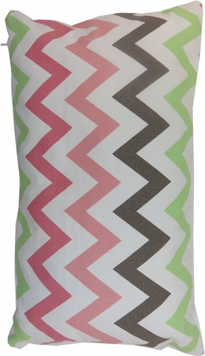 Sierkussen Multi Zigzag Strawber voor woonkamer of slaapkamer, 30 x 50 cm