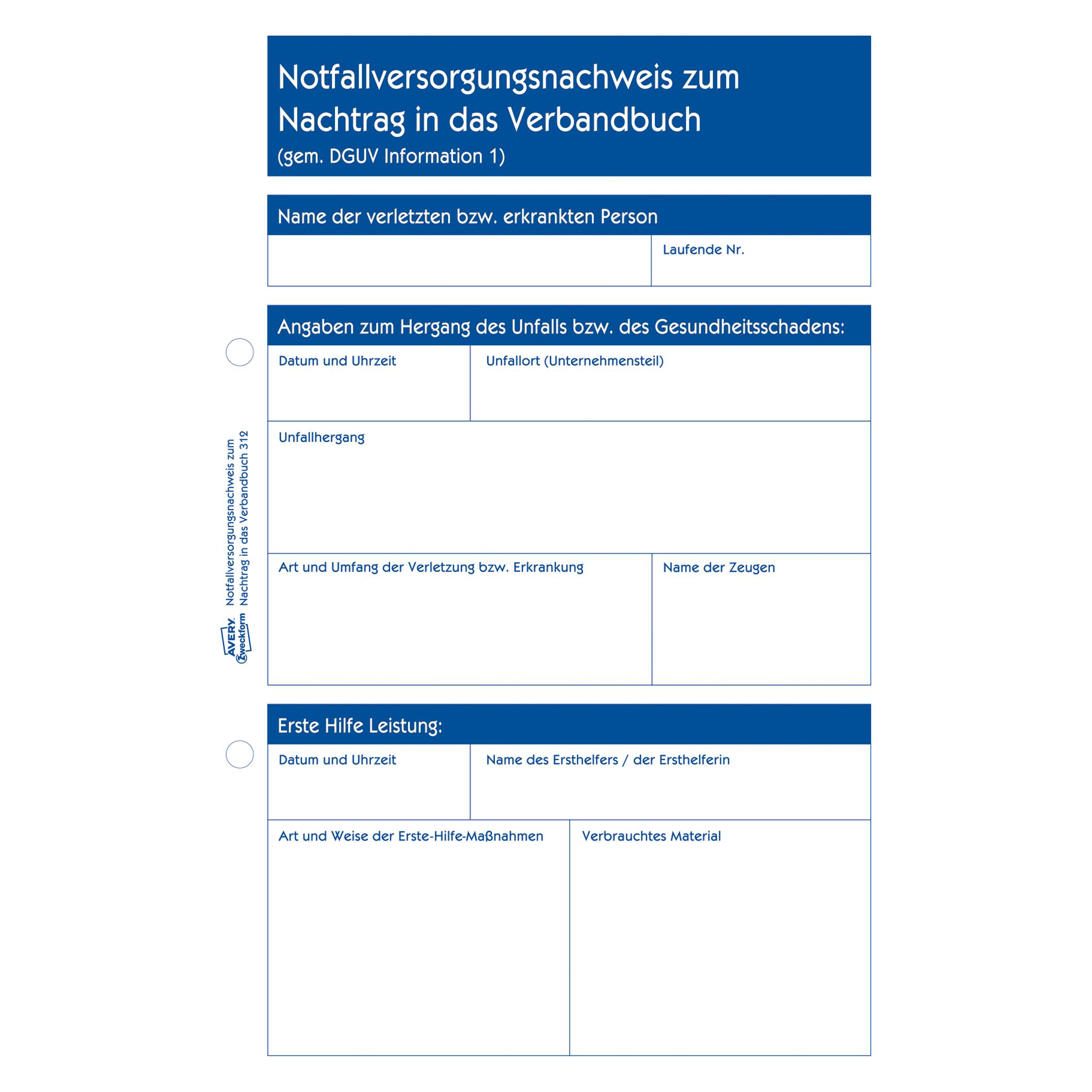 Avery Erste Hilfe Meldeblock (21138800)