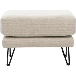 Pouf Fußhocker aus beigem Chenillegewebe und Metall OSLO