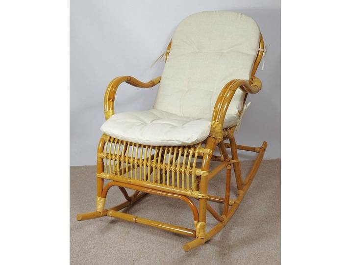 Rattani Schaukelstuhl Rattan Schaukelstuhl Semanbo Rocking Chair + Polster