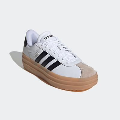 Plateausneaker ADIDAS SPORTSWEAR "VL COURT BOLD", Damen, Gr. 40,5, weiß (cloud weiß, core schwarz, wonder beige), Leder, Synthetik, Schuhe Plateausneaker, Topseller