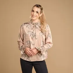 SCHIFFHAUER MUNICH® Bluse Spain Langarm Allover Druck figurumspielend