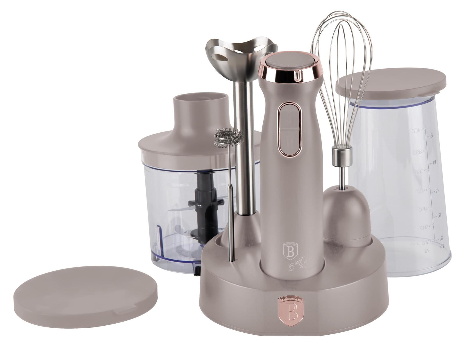 Berlinger Haus 6-in-1 staafmixer, 800W, mat taupe, roestvrij staal met titaniummes en accessoires