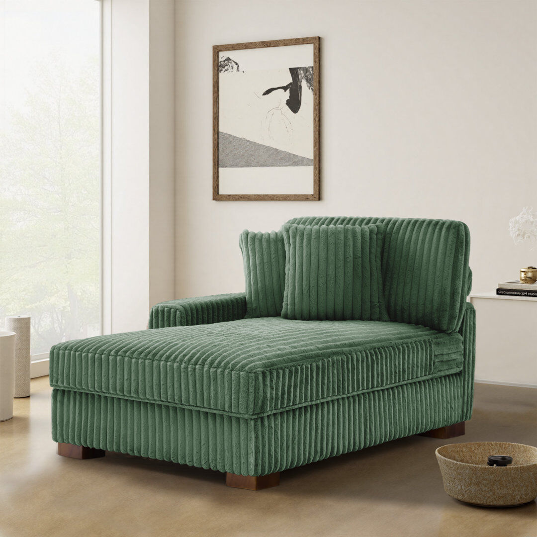 Blue Elephant Upholstered Chaise Lounge Green 85.85cm H X 105cm W X 158.5cm L