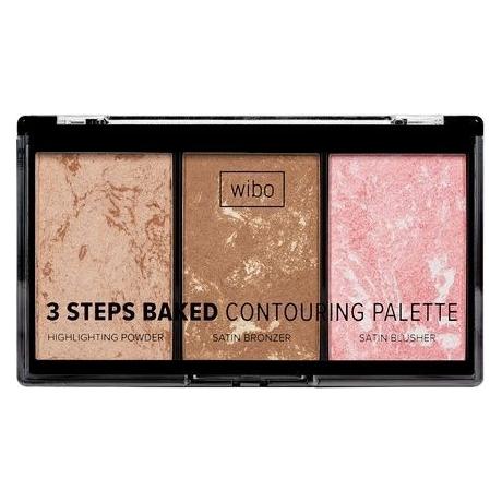 Wibo 3 Steps Baked Contouring Palette paleta do konturowania twarzy 10g (Bronzer, Highlighter, 10 g) (5905309904163)