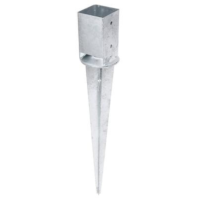 Einschlag-Bodenhülse ALBERTS "91x91 mm", silber (silberfarben), B:9,1cm, Stahl, Bodenanker, für Vierkantholzpfosten, Gesamtlänge 750 mm