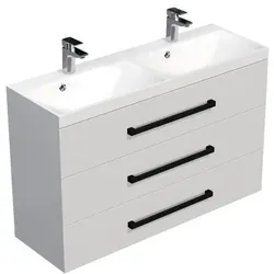 SAT Cube Way Badezimmerschrank mit Waschbecken 120x47,5x40 cm glanz weiß glanz/matt CUBE2C1203BL