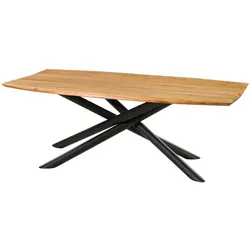 Esstisch Akazie 200x100x77 natur lackiert / Mikado-Beine rund schwarz