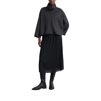 Faltenrock COMMA, Damen, Gr. 44, schwarz, Web, Obermaterial: 100% Polyester. Futter: 100% Viskose, unifarben, bequem 3/4-Länge, Röcke, Sommerrock mit elastichem Bund