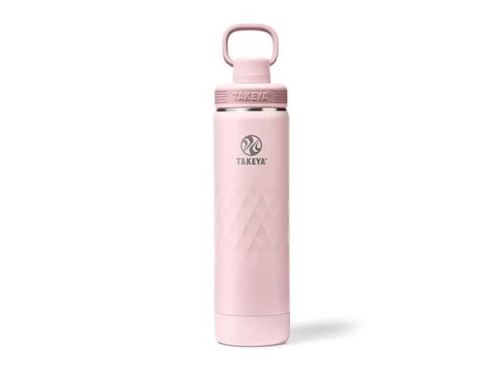 Takeya Sport 3-isolierte Edelstahl-Wasserflasche, auslaufsicher, schweißfest, BPA-frei, hält Getränke 36 Stunden kalt, 14 Stunden heiß, Pfingstrose