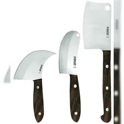 Pirge Premium Käsemesser-Set Mini 3 Stück - Edelstahl Käseschneider mit Holzgriff - Käsemesser-Kollektion aus Wengeholz