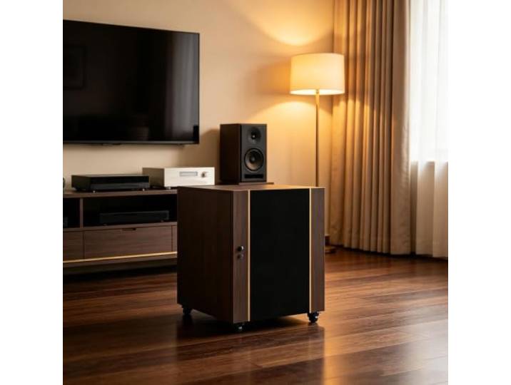 Stereo-Schrank, Audio-Rack mit Verstellbaren Regalen und Kabelorganizer Audio-Rack, Moderner Stereo-Schrank, Heim-Mediaständer, Verstellbare Regale
