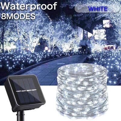 Uplifted Finds Ultra Long Solar 1000 LED String Fairy Lights For Outdoor 52 M 500 Led 1200 Mah white 1 Pc