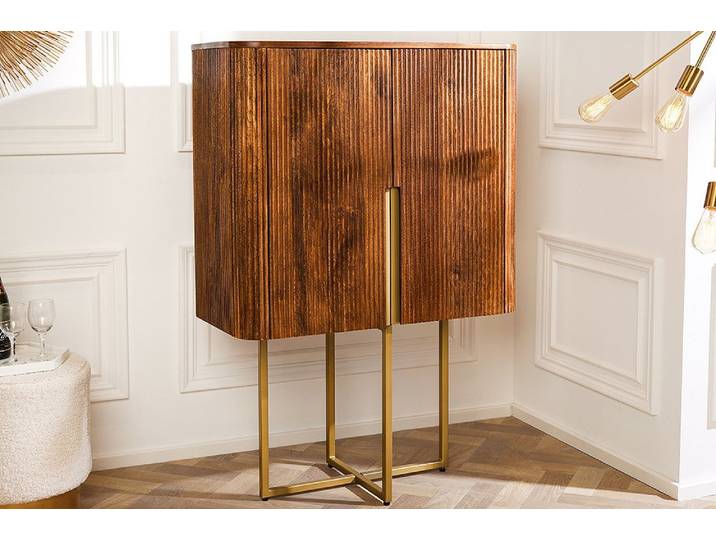 riess-ambiente Highboard GATSBY 125cm braun / gold (Einzelartikel, 1 St), Wohnzimmer · Schrank · Mangoholz · Retro Design