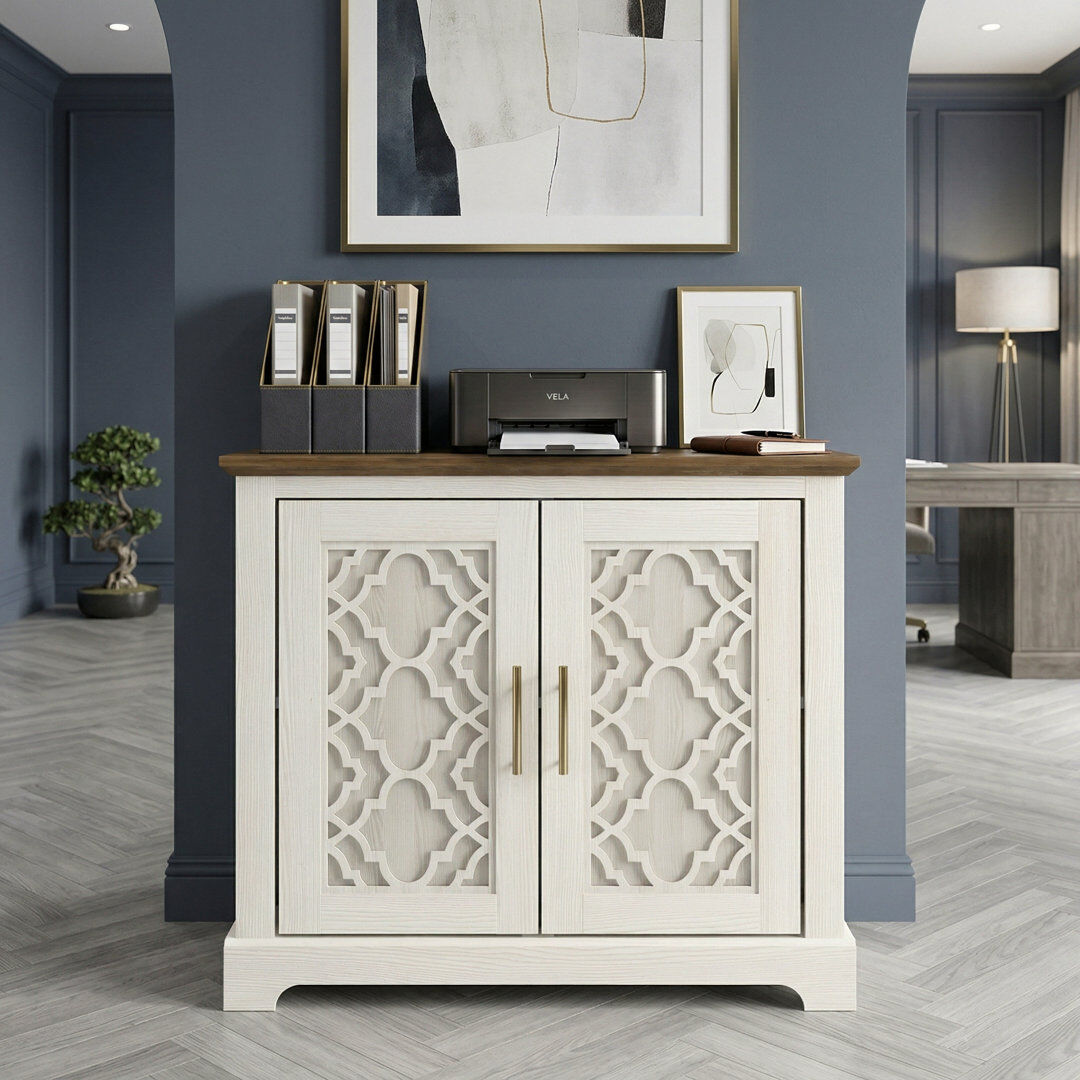 Brayden Studio Anfield 2 Door Sideboard White Oak 74.4cm H X 82.2cm W X 39.8cm D