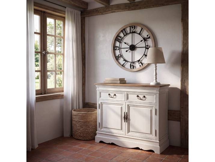Buffet 2 portes 2 tiroirs crème L90