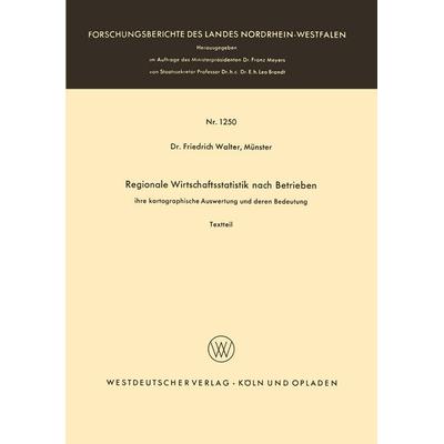 Regionale Wirtschaftsstatistik nach Betrieben, Taschenbuch von Friedrich Walter, VS Verlag für Sozialwissenschaften, 978-3-663-04077-4