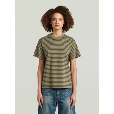 T-Shirt G-STAR "Gestreiftes T-Shirt-Modell", Damen, Gr. L, schwarz khaki, asfalt stripe, Obermaterial: 100% Baumwolle, Shirts T-Shirt