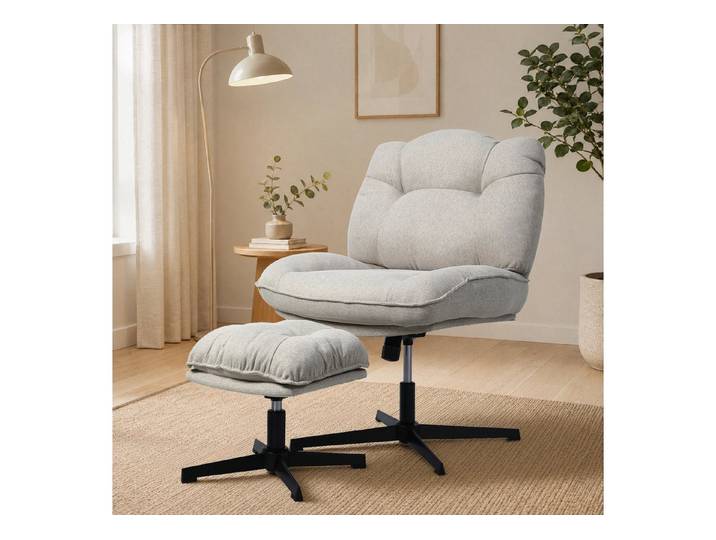 HomeMiYN Relaxsessel Relaxsessel mit Hocker, 360° drehbar, höhenverstellbar & Liegefunktion
