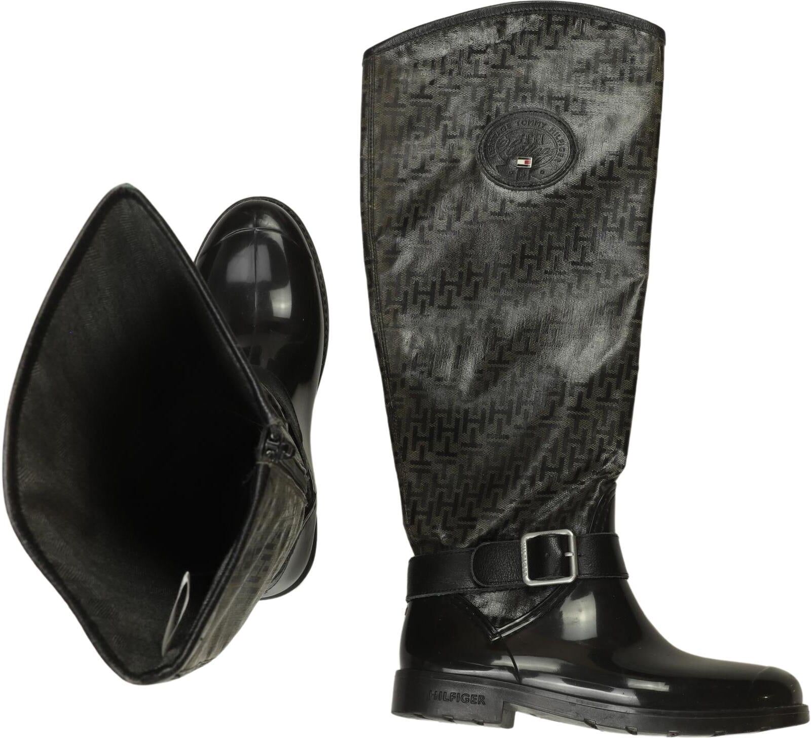 Tommy Hilfiger Damen Stiefel, Schwarz, Gr. EU 36, Leder - Second Hand