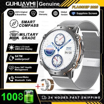 Uplift Picks TitanRex Pro Military Smart Watch AMOLED GPS Waterproof Sports Watch silver Mesh original Box