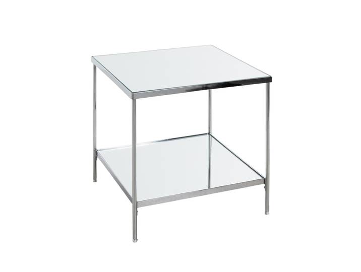 Beistelltisch quadratisch 45 x 45 cm Spiegelglas/chromfarbig