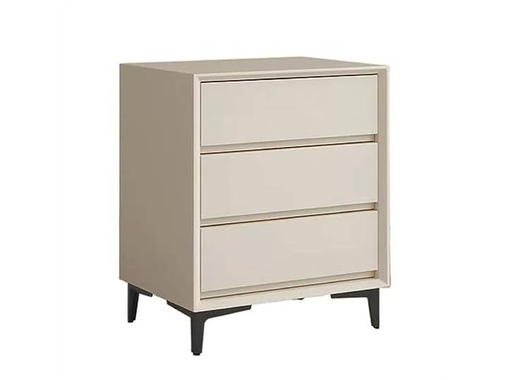 Vielseitig Vintage minimalistischer Nachttisch aus Holz einfarbiger Nachttisch mit 3 Schubladen und großem Fassungsvermögen(Beige)