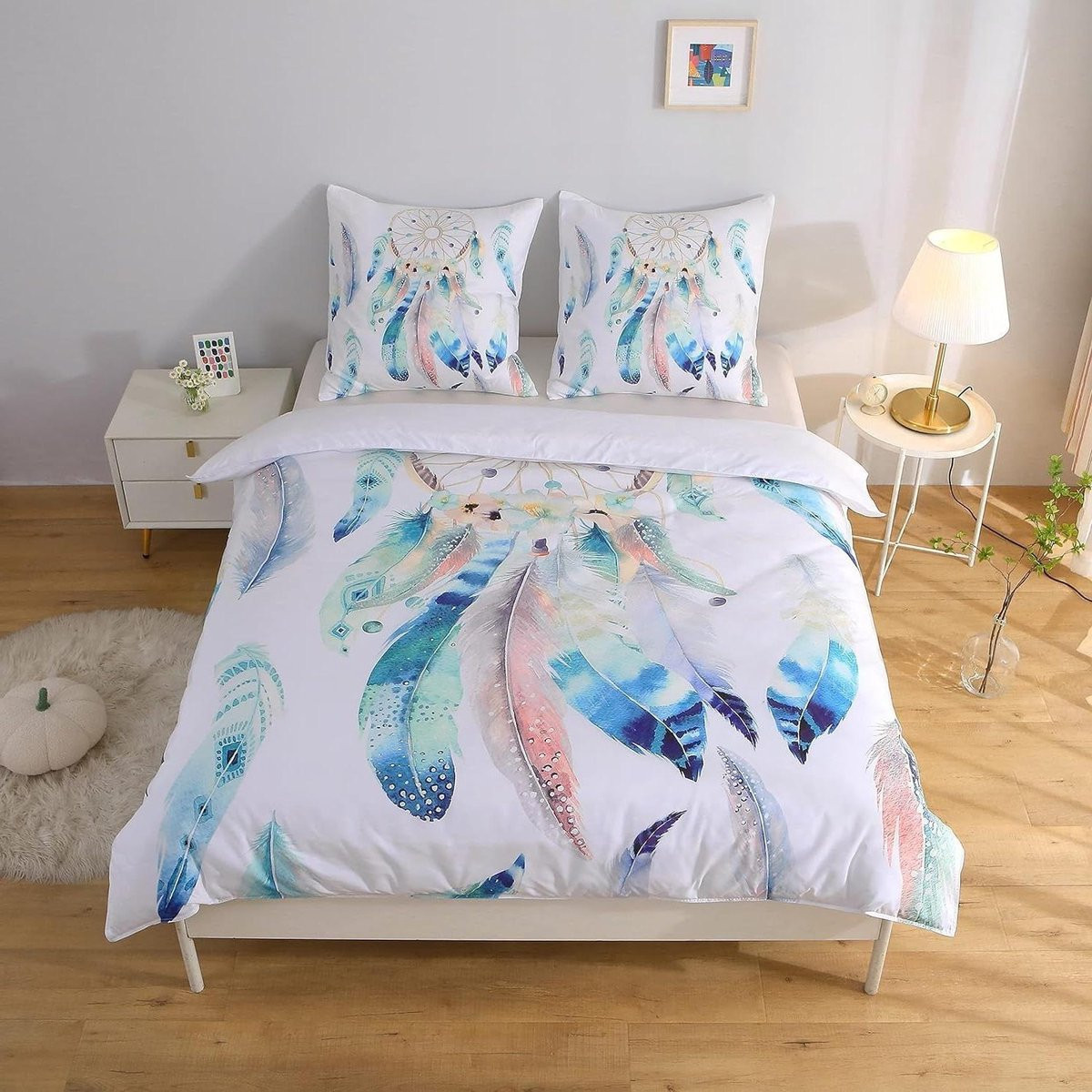 Dekbedovertrek Set Dromenvanger Blauwe Veer Multicolor 200x200 cm