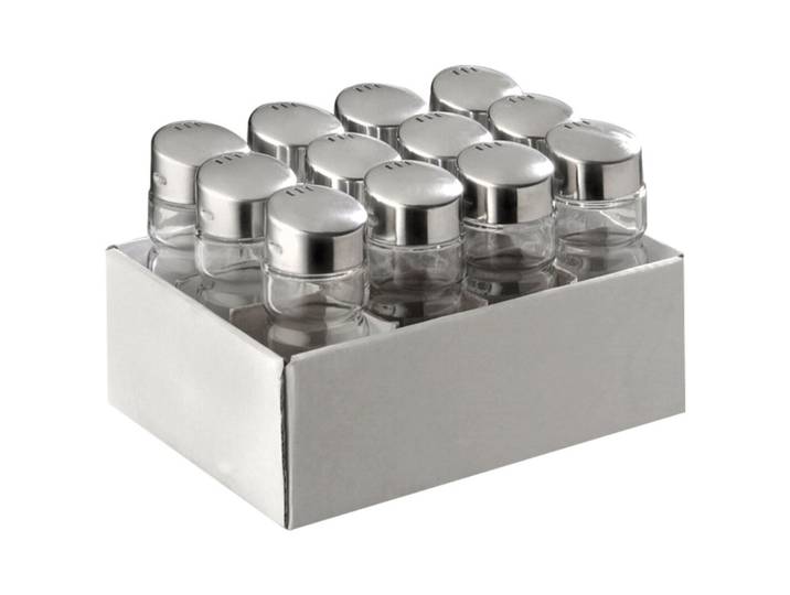 Salz- und Pfefferstreuer-Set Aps transparent Edelstahl/ Glas H 9 cm Set - Salz- und Pfefferstreuer-Set