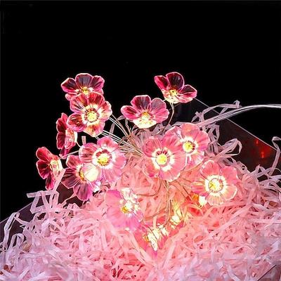 LED Kupferdrahtlicht Pink Flamingo Märchenhafte Lichterkette 2m 20LEDs Batteriebetrieben Kirschblüte Pfirsichblumenlicht Hochzeit Neujahr Feier Geburtstag Hausgarten Dekoration