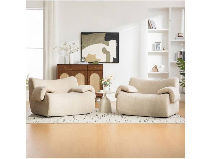 Fauteuil 1 place compressé modulable AESVAR en chenille Light Khaki sans montage mousse 30D