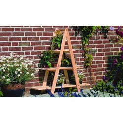 Leiterregal Abakan - 101 x 31 x 112 cm - Farbe: Natur - Blumenpyramide mit 3 Ebenen aus unbehandeltem Fichtenholz