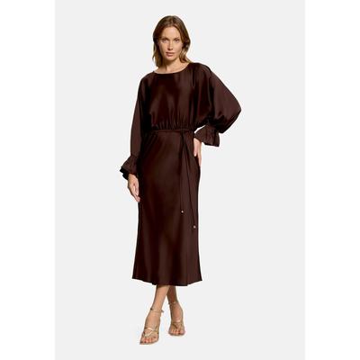Cocktailkleid VERA MONT "Damen mit U-Boot-Ausschnitt", Damen, Gr. 34, Normalgrößen, Satin, braun (rostbraun), Satin, Obermaterial: 100% Polyester, Basic schmal lang, U-Boot-Ausschnitt, Kleider