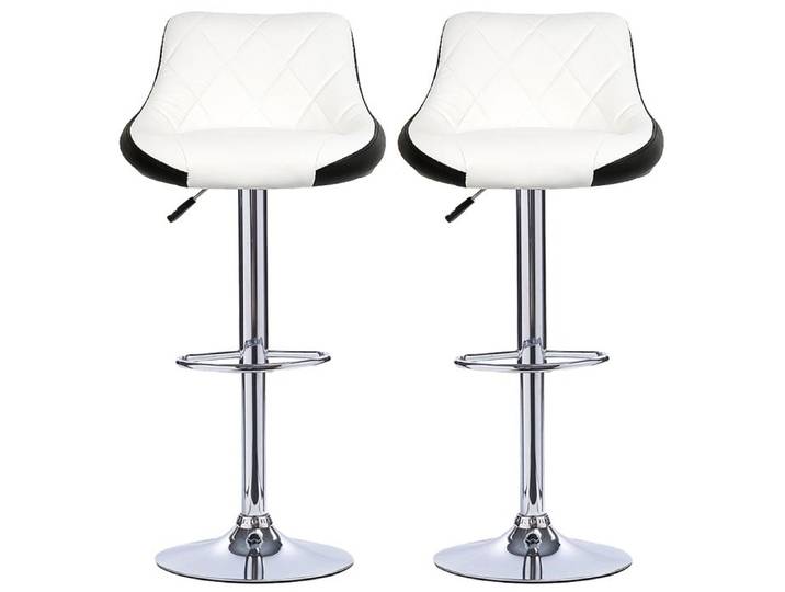 SUPFINE Lot de 2 Chaises de Bar Tabouret de Bar Pivotants Hauteur réglable Chaises Haute Bar Moderne en PU avec Repose-Pieds