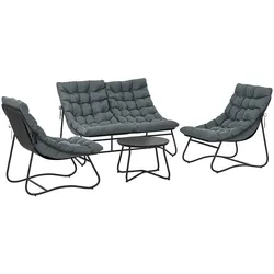 GARTENMÖBEL-SET 4 Personen Grau