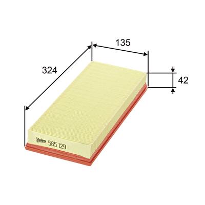 VALEO Luftfilter 585129 Filtereinsatz 42mm für LANCIA
