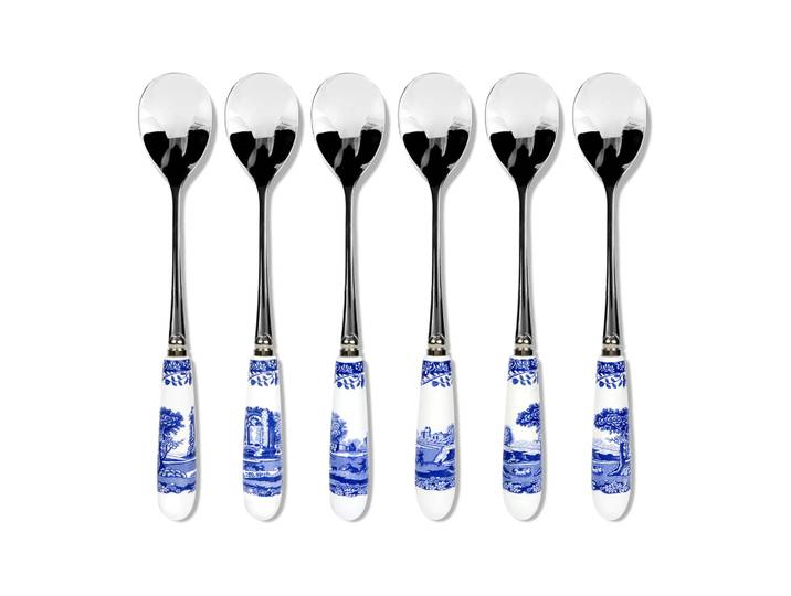 Spode Set de 6 cuillères à café Blue Italian Céramique-acier inoxydable