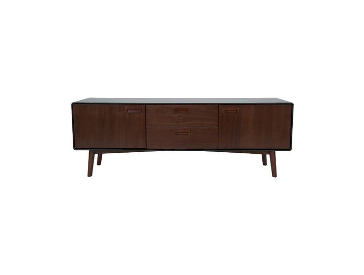 Buffet bas en bois marron, placage de noyer, pieds en frêne, 2 po